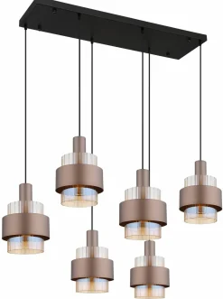 Globo Pendelleuchte 6flg schwarzbraunrot