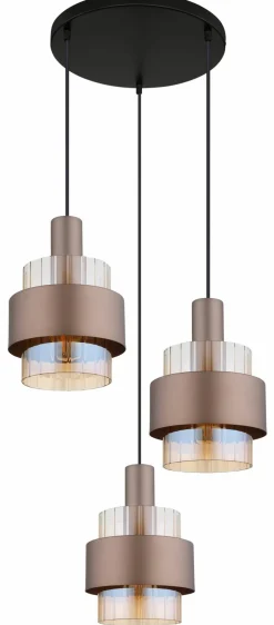 Globo Pendelleuchte 3flg schwarzbraunrot