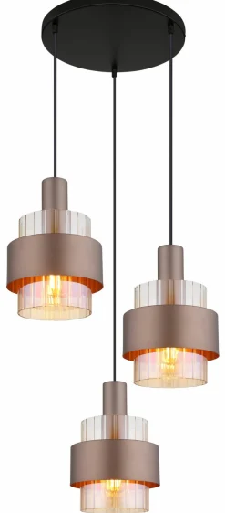 Globo Pendelleuchte 3flg schwarzbraunrot