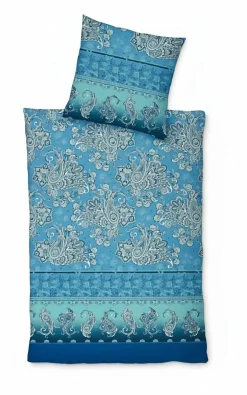 Inspiration Home Satin-Bettwäsche mehrfarbigblaugrün