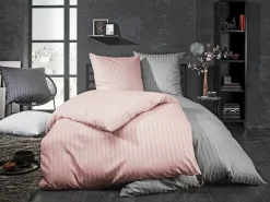 Inspiration Home Satin-Bettwäsche grau