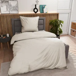 Inspiration Home Satin-Bettwäsche beige