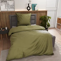 Inspiration Home Satin-Bettwäsche grün
