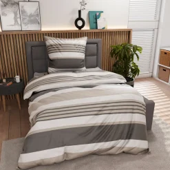 Inspiration Home Satin-Bettwäsche beigegrau