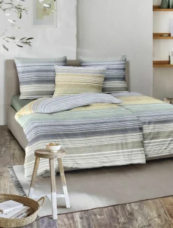 Irisette Seersucker-Bettwäsche blau