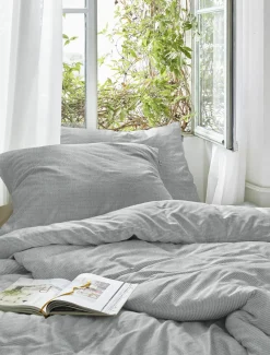 Irisette Seersucker-Bettwäsche silberfarben