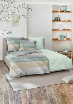 Irisette Seersucker-Bettwäsche grün