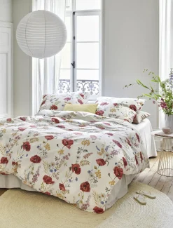 Irisette Seersucker-Bettwäsche rot