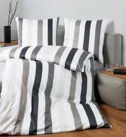 Janine Mako-Satin-Bettwäsche grauschwarz