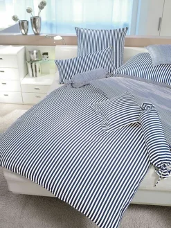 Janine Mako-Satin-Bettwäsche blau