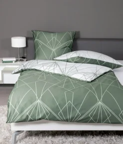 Janine Mako-Satin-Bettwäsche grün