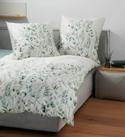 Janine Mako-Satin-Bettwäsche grün