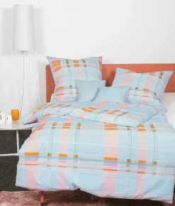 Janine Seersucker-Bettwäsche grünorange