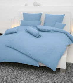 Janine Seersucker-Kissenbezug blau