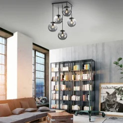 JUST LIGHT Deckenleuchte 5flg schwarz