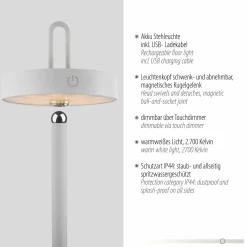 JUST LIGHT LED-Akku-Stehleuchte 1flg weiß