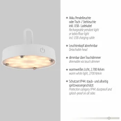 JUST LIGHT LED-Akku-Tischleuchte 1flg weiß