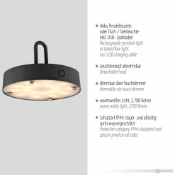 JUST LIGHT LED-Akku-Tischleuchte 1flg schwarz