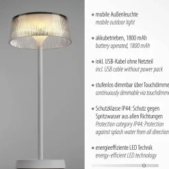JUST LIGHT LED-Akku-Tischleuchte 1flg weiß