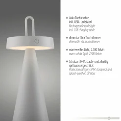 JUST LIGHT LED-Akku-Tischleuchte 1flg beigegrau