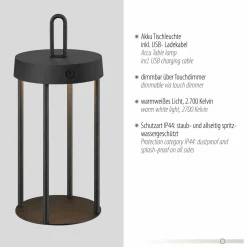 JUST LIGHT LED-Akku-Tischleuchte 1flg schwarz