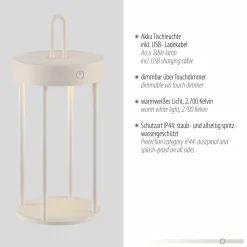 JUST LIGHT LED-Akku-Tischleuchte 1flg grau