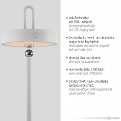 JUST LIGHT LED-Akku-Tischleuchte 1flg weiß