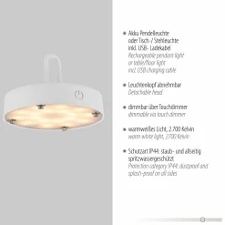 JUST LIGHT LED-Akku-Tischleuchte 1 flg weiß