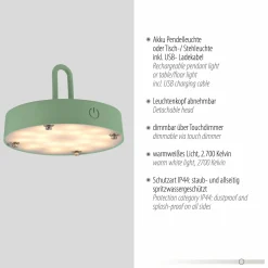 JUST LIGHT LED-Akku-Tischleuchte 1 flg grün