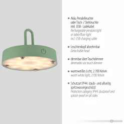 JUST LIGHT LED-Akku-Tischleuchte 1flg grün