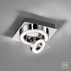 JUST LIGHT LED-Deckenleuchte 2flg silberfarben