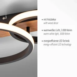 JUST LIGHT LED-Deckenleuchte 1flg braun