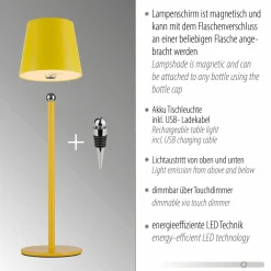 JUST LIGHT LED-Tischleuchte 1flg gelb