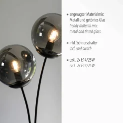 JUST LIGHT Tischleuchte 2flg schwarz