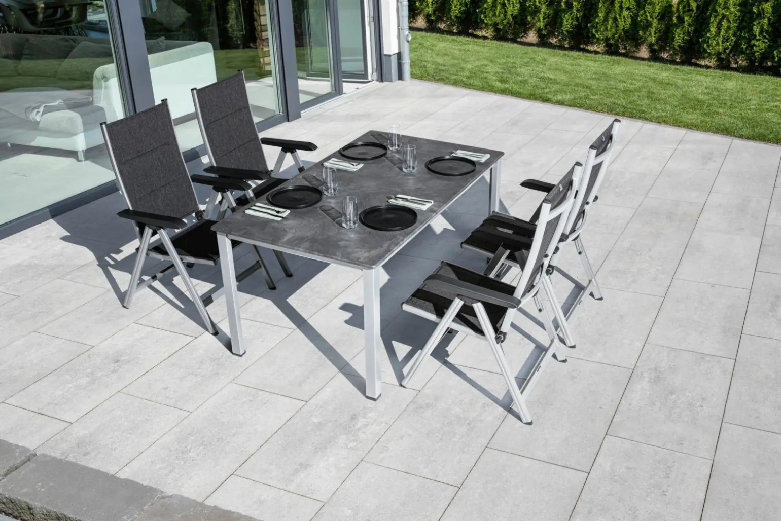 KETTLER Multipositionssessel schwarzsilberfarben