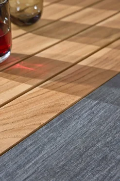MONDO Ausziehtisch Keramik/Teak braun