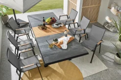 MONDO Ausziehtisch Keramik/Teak braun