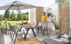 MONDO Gartenstuhl stapelbar Alu/Teak grau