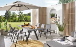 MONDO Gartenstuhl stapelbar Alu/Teak grau