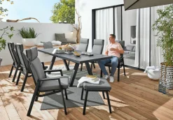 MONDO Gartentisch ausziehbar Keramik schwarzgrau