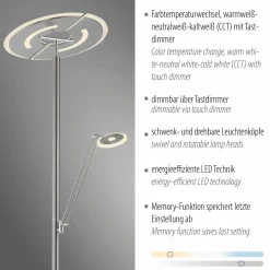 MONDO LED-Stehleuchte 2flg silberfarben