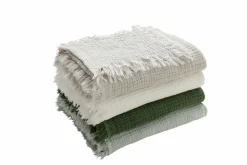 MONDO Musselin-Decke mit Fransen grün