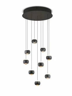 Musterring LED-Pendelleuchte 9flg schwarz