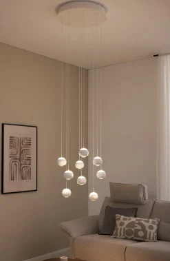 Musterring LED-Pendelleuchte 9flg weiß