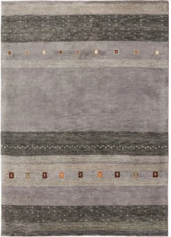 Nord Süd Handknüpfteppich graumehrfarbig