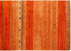 Nord Süd Handknüpfteppich orangerot