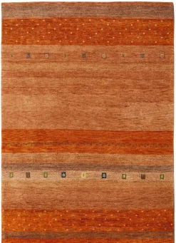 Nord Süd Handknüpfteppich orangerot