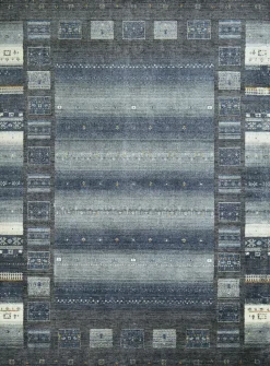 Nord Süd Webteppich Modern grau