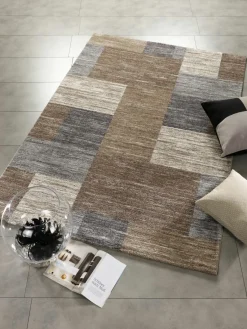 OCI Moderner Webteppich braunweiß