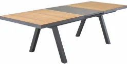 OUTDOOR Ausziehtisch Keramik/Teak braungrau